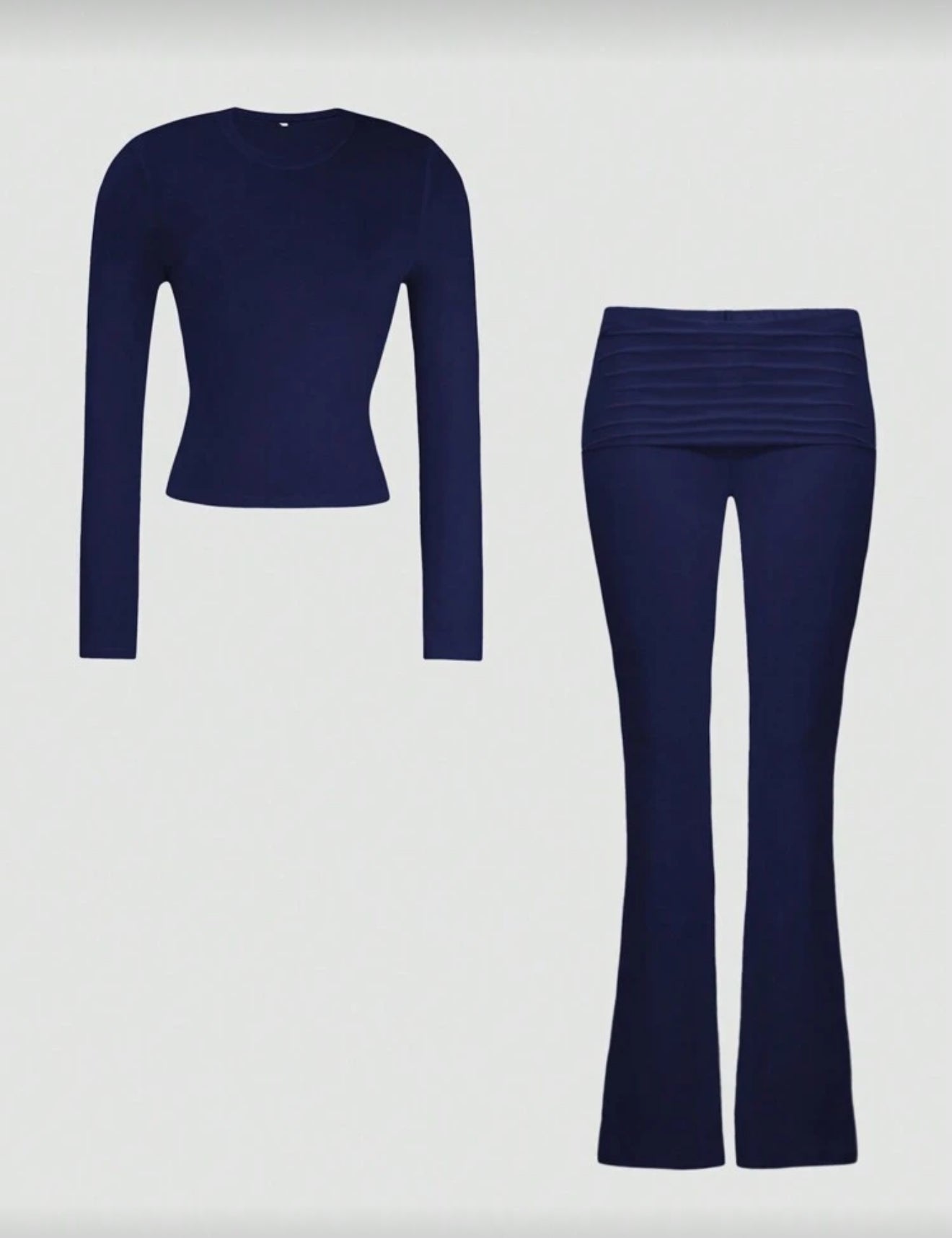 Women's Two Pieces, Long-sleeved T-shirt Fitted Long Pants Set.