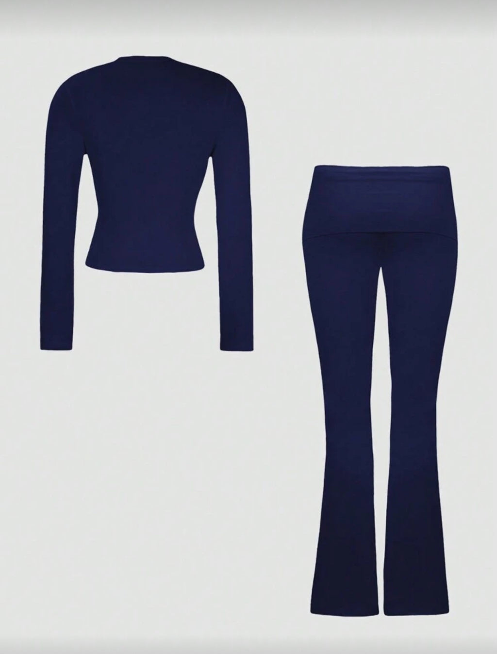 Women's Two Pieces, Long-sleeved T-shirt Fitted Long Pants Set.